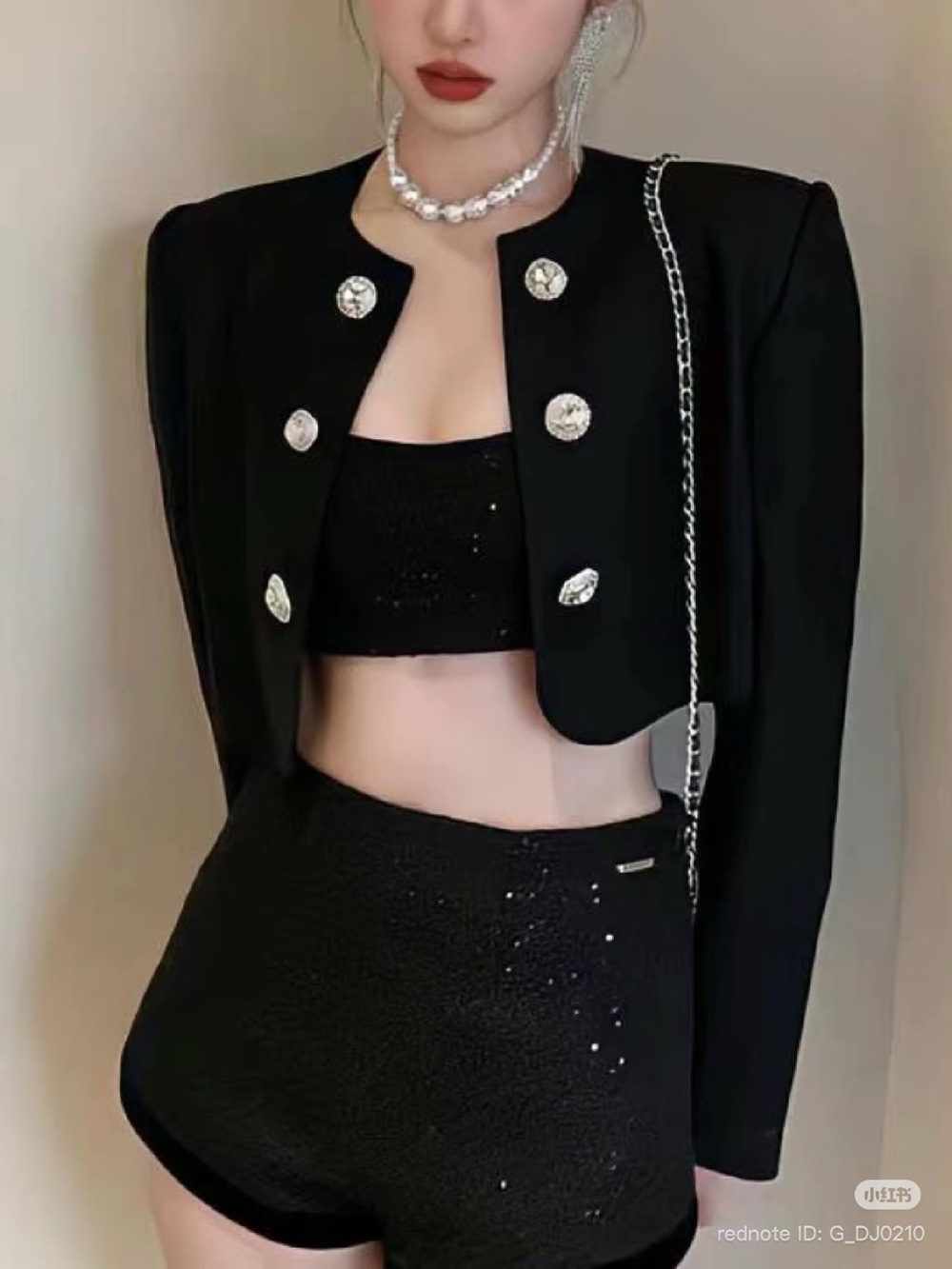 Taglioni Black Sequin Bralette & High-Waist Short Set - (Short+Top) No Jacket View 3